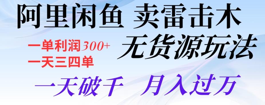 阿里闲鱼卖雷击木无货源玩法，一单利润300+，一天三四单，一天破千，月入过万K叔网赚资源-网赚项目-副业赚钱-互联网创业-资源整合K叔网赚资源