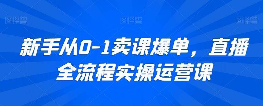 新手从0-1卖课爆单，直播全流程实操运营课K叔网赚资源-网赚项目-副业赚钱-互联网创业-资源整合K叔网赚资源