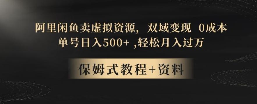 阿里闲鱼卖虚拟资源，双域变现，0成本，日入500+，轻松月入过万K叔网赚资源-网赚项目-副业赚钱-互联网创业-资源整合K叔网赚资源