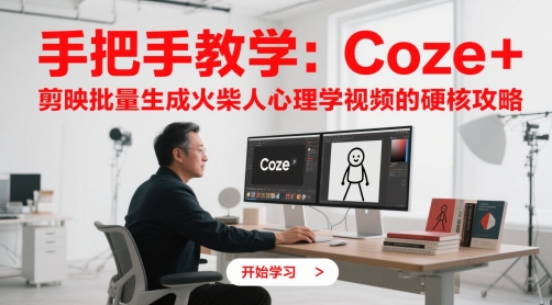 手把手教学：Coze + 剪映批量生成火柴人心理学视频的硬核攻略K叔网赚资源-网赚项目-副业赚钱-互联网创业-资源整合K叔网赚资源