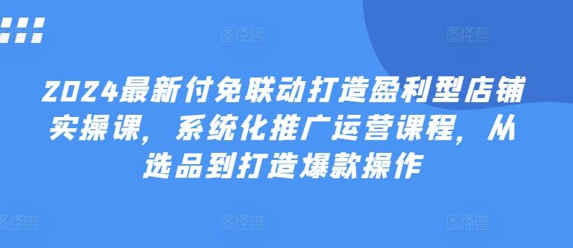 2024最新付免联动打造盈利型店铺实操课，​系统化推广运营课程，从选品到打造爆款操作K叔网赚资源-网赚项目-副业赚钱-互联网创业-资源整合K叔网赚资源