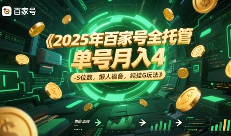 2025年百家号全托管，单号月入4-5位数，懒人福音，纯挂G玩法【揭秘】K叔网赚资源-网赚项目-副业赚钱-互联网创业-资源整合K叔网赚资源