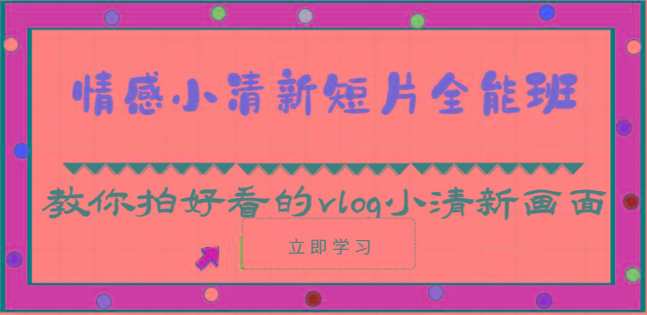 情感小清新短片全能班-教你拍好看的vlog小清新画面(30节课)K叔网赚资源-网赚项目-副业赚钱-互联网创业-资源整合K叔网赚资源