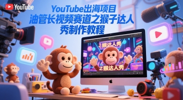 YouTube出海项目，油管长视频赛道之猴子达人秀制作教程K叔网赚资源-网赚项目-副业赚钱-互联网创业-资源整合K叔网赚资源