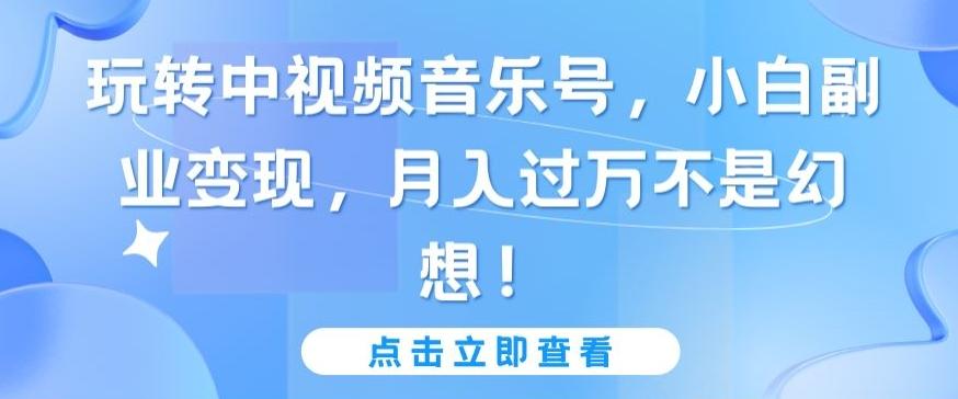 玩转中视频音乐号，小白副业变现，月入过万不是幻想【揭秘】K叔网赚资源-网赚项目-副业赚钱-互联网创业-资源整合K叔网赚资源