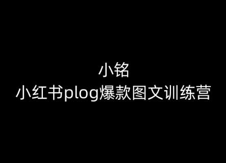 小铭-小红书plog爆款图文训练营，教你从0-1做小红书K叔网赚资源-网赚项目-副业赚钱-互联网创业-资源整合K叔网赚资源