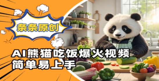 Ai熊猫吃饭爆火视频，条条原创，简单易上手K叔网赚资源-网赚项目-副业赚钱-互联网创业-资源整合K叔网赚资源