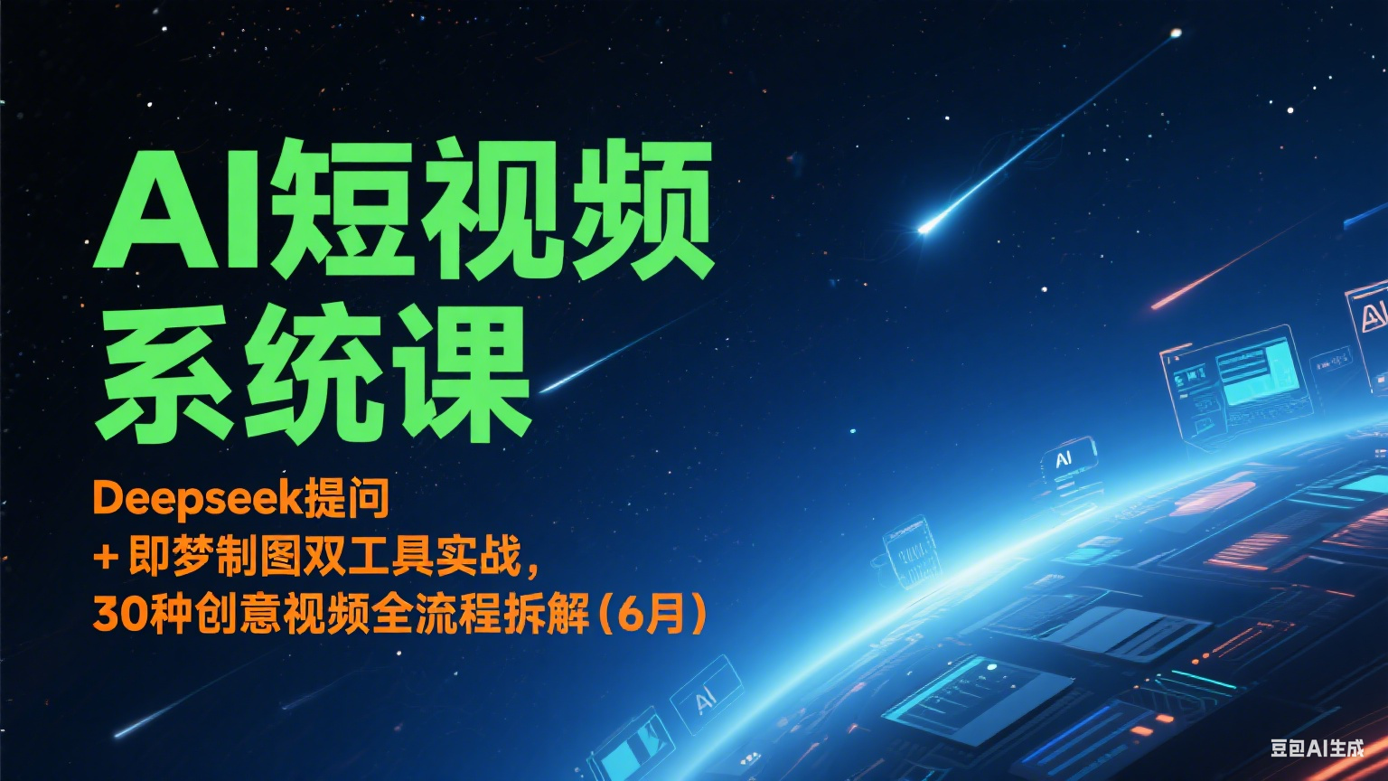 AI短视频系统课：Deepseek提问 + 即梦制图双工具实战，30种创意视频全流程拆解(6月)K叔网赚资源-网赚项目-副业赚钱-互联网创业-资源整合K叔网赚资源