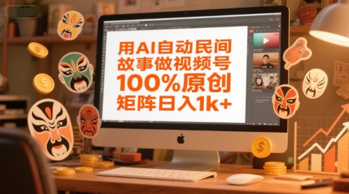 用AI自动民间故事做视频号，100%原创，矩阵日入1k+K叔网赚资源-网赚项目-副业赚钱-互联网创业-资源整合K叔网赚资源