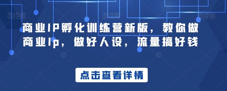 商业IP孵化训练营新版，教你做商业Ip，做好人设，流量搞好钱K叔网赚资源-网赚项目-副业赚钱-互联网创业-资源整合K叔网赚资源