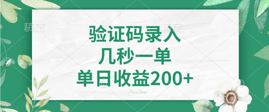验证码录入，几秒一单，单日收益200+K叔网赚资源-网赚项目-副业赚钱-互联网创业-资源整合K叔网赚资源
