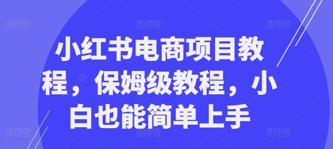 小红书电商项目教程，保姆级教程，小白也能简单上手K叔网赚资源-网赚项目-副业赚钱-互联网创业-资源整合K叔网赚资源