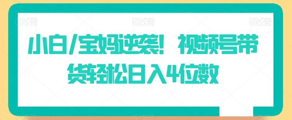 小白/宝妈逆袭！视频号带货轻松日入4位数【揭秘】K叔网赚资源-网赚项目-副业赚钱-互联网创业-资源整合K叔网赚资源