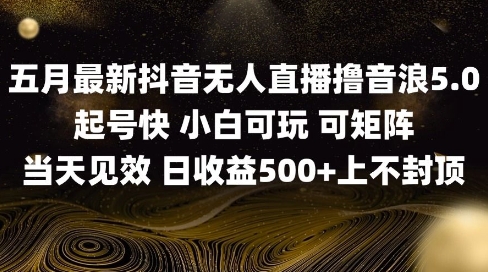 2025五月最新无人直播撸音浪单日产出5张+实操教程【揭秘】K叔网赚资源-网赚项目-副业赚钱-互联网创业-资源整合K叔网赚资源