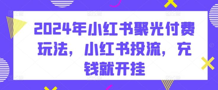 2024年小红书聚光付费玩法，小红书投流，充钱就开挂K叔网赚资源-网赚项目-副业赚钱-互联网创业-资源整合K叔网赚资源