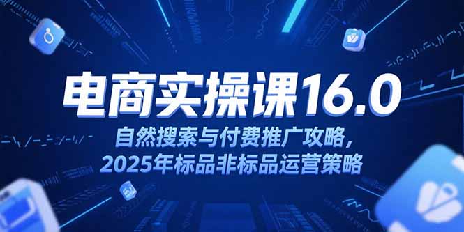 淘宝电商运营课16.0，自然搜索与付费推广攻略，2025年标品非标品运营策略K叔网赚资源-网赚项目-副业赚钱-互联网创业-资源整合K叔网赚资源