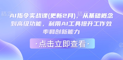 AI指令实战课(更新2月)，从基础概念到高级功能，利用AI工具提升工作效率和创新能力K叔网赚资源-网赚项目-副业赚钱-互联网创业-资源整合K叔网赚资源