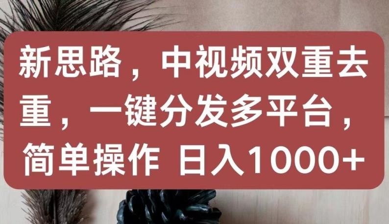 新思路，中视频双重去重，一键分发多平台，简单操作，日入1000+【揭秘】K叔网赚资源-网赚项目-副业赚钱-互联网创业-资源整合K叔网赚资源