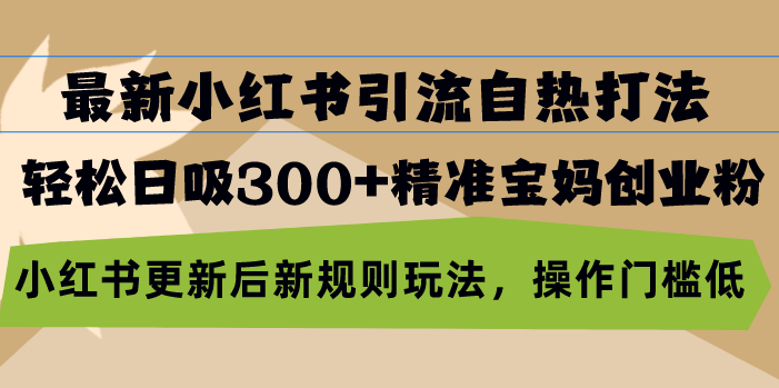 最新小红书引流自热打法，轻松日吸300+精准宝妈创业粉，小红书更新后新…K叔网赚资源-网赚项目-副业赚钱-互联网创业-资源整合K叔网赚资源
