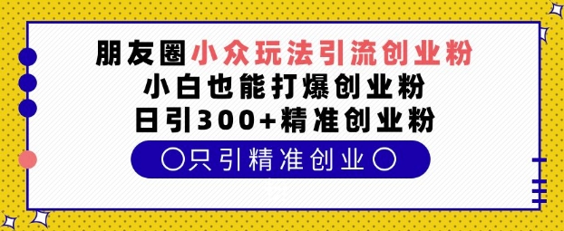 朋友圈小众玩法引流创业粉，小白也能打爆创业粉，日引300+精准创业粉【揭秘】K叔网赚资源-网赚项目-副业赚钱-互联网创业-资源整合K叔网赚资源