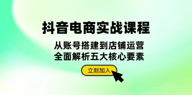 抖音 电商实战课程：从账号搭建到店铺运营，全面解析五大核心要素K叔网赚资源-网赚项目-副业赚钱-互联网创业-资源整合K叔网赚资源