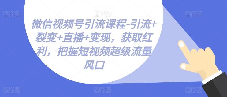 微信视频号引流课程-引流+裂变+直播+变现，获取红利，把握短视频超级流量风口K叔网赚资源-网赚项目-副业赚钱-互联网创业-资源整合K叔网赚资源