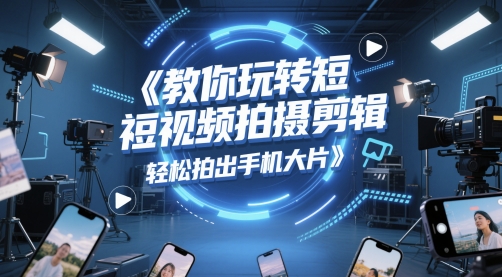 教你玩转短视频拍摄剪辑，轻松拍出手机大片K叔网赚资源-网赚项目-副业赚钱-互联网创业-资源整合K叔网赚资源