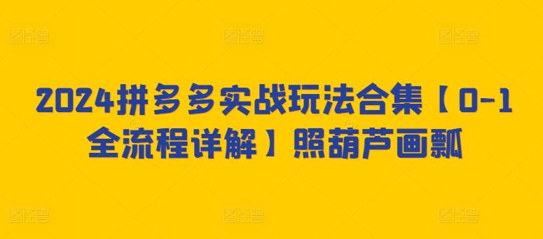 2024拼多多实战玩法合集【0-1全流程详解】照葫芦画瓢K叔网赚资源-网赚项目-副业赚钱-互联网创业-资源整合K叔网赚资源