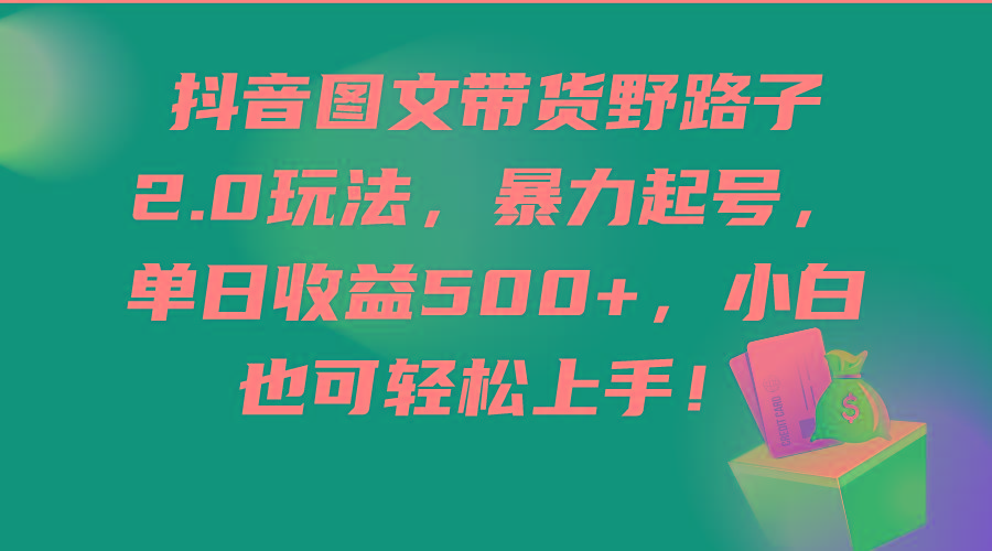 (9790期)抖音图文带货野路子2.0玩法，暴力起号，单日收益500+，小白也可轻松上手！K叔网赚资源-网赚项目-副业赚钱-互联网创业-资源整合K叔网赚资源