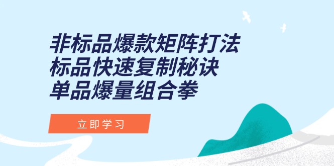 非标品爆款矩阵打法，标品快速复制秘诀，单品爆量组合拳K叔网赚资源-网赚项目-副业赚钱-互联网创业-资源整合K叔网赚资源