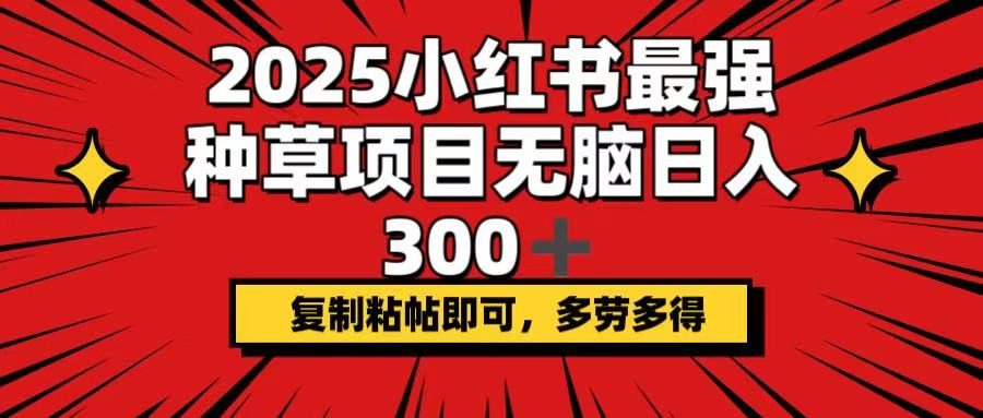 2025小红书最强种草项目，无脑日入300+，复制粘帖即可，多劳多得K叔网赚资源-网赚项目-副业赚钱-互联网创业-资源整合K叔网赚资源
