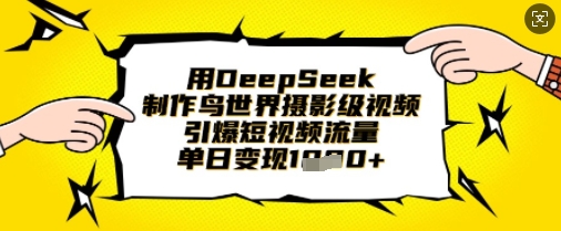 用DeepSeek制作鸟世界摄影级视频，引爆短视频流量，单日变现1kK叔网赚资源-网赚项目-副业赚钱-互联网创业-资源整合K叔网赚资源