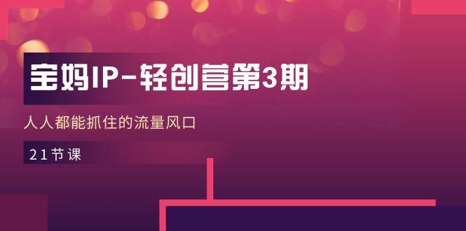 宝妈IP-轻创营第3期，人人都能抓住的流量风口(21节课K叔网赚资源-网赚项目-副业赚钱-互联网创业-资源整合K叔网赚资源