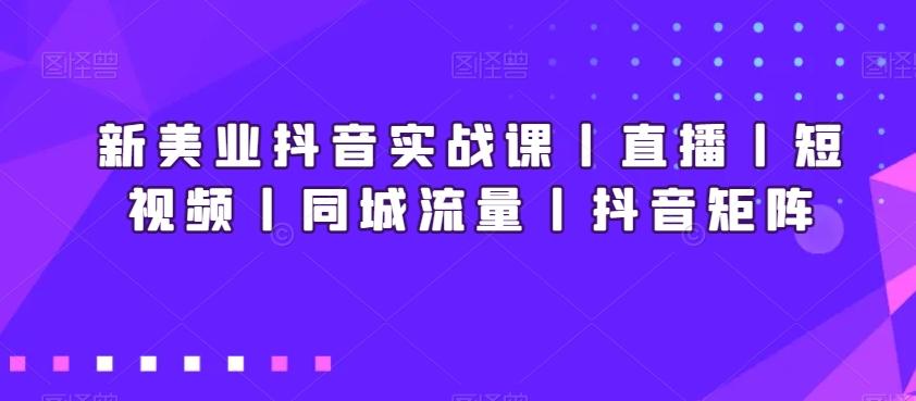 新美业抖音实战课丨直播丨短视频丨同城流量丨抖音矩阵K叔网赚资源-网赚项目-副业赚钱-互联网创业-资源整合K叔网赚资源