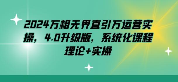 2024万相无界直引万运营实操，4.0升级版，系统化课程 理论+实操K叔网赚资源-网赚项目-副业赚钱-互联网创业-资源整合K叔网赚资源
