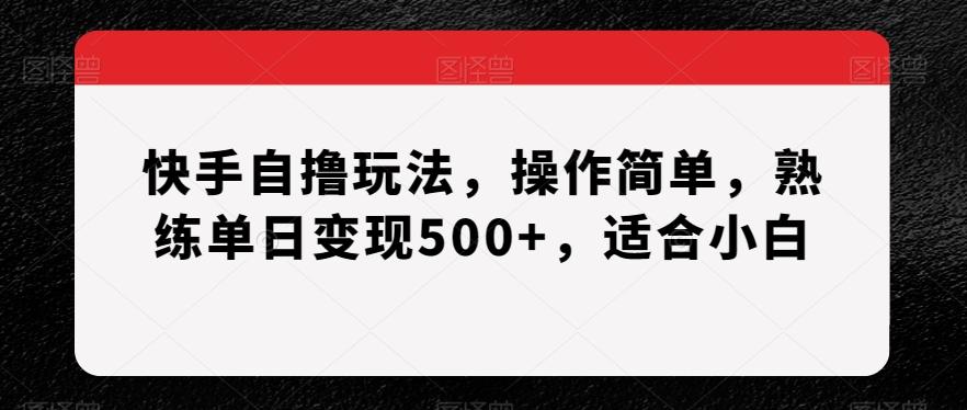 快手自撸玩法，操作简单，熟练单日变现500+，适合小白【揭秘】K叔网赚资源-网赚项目-副业赚钱-互联网创业-资源整合K叔网赚资源