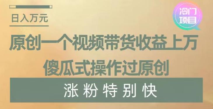 原创一个视频带货收益上万，傻瓜式操作过原创，几分钟做一个视频涨粉特别快【揭秘】K叔网赚资源-网赚项目-副业赚钱-互联网创业-资源整合K叔网赚资源