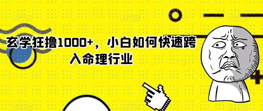 玄学狂撸1000+，小白如何快速跨入命理行业K叔网赚资源-网赚项目-副业赚钱-互联网创业-资源整合K叔网赚资源