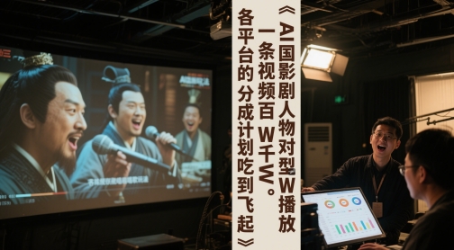 AI三国影视剧人物对口型唱歌玩法，一条视频百W千W播放，各平台的分成计划吃到飞起K叔网赚资源-网赚项目-副业赚钱-互联网创业-资源整合K叔网赚资源