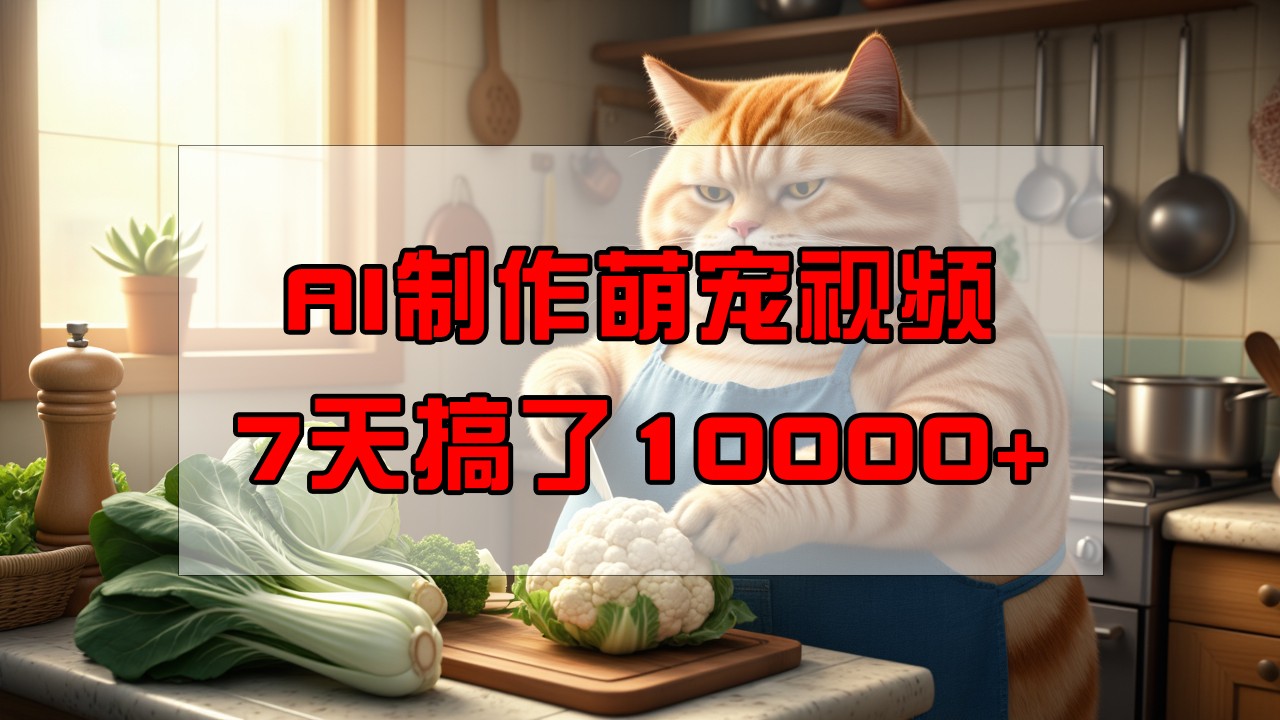 靠AI制作萌宠视频，7天搞了1万+，操作简单门槛低，有手机就行K叔网赚资源-网赚项目-副业赚钱-互联网创业-资源整合K叔网赚资源