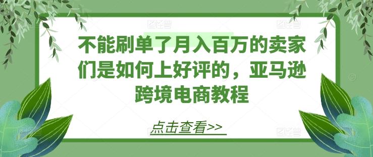 不能刷单了月入百万的卖家们是如何上好评的，亚马逊跨境电商教程K叔网赚资源-网赚项目-副业赚钱-互联网创业-资源整合K叔网赚资源