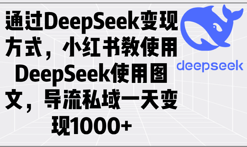 通过DeepSeek变现方式，小红书教使用DeepSeek图文，导流私域一天变现1000+K叔网赚资源-网赚项目-副业赚钱-互联网创业-资源整合K叔网赚资源