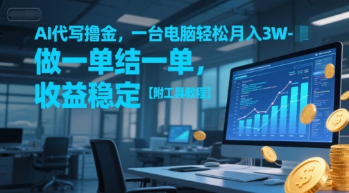 AI代写撸金，一台电脑轻松月入1-3W，做一单结一单，收益稳定【附工具教程】K叔网赚资源-网赚项目-副业赚钱-互联网创业-资源整合K叔网赚资源