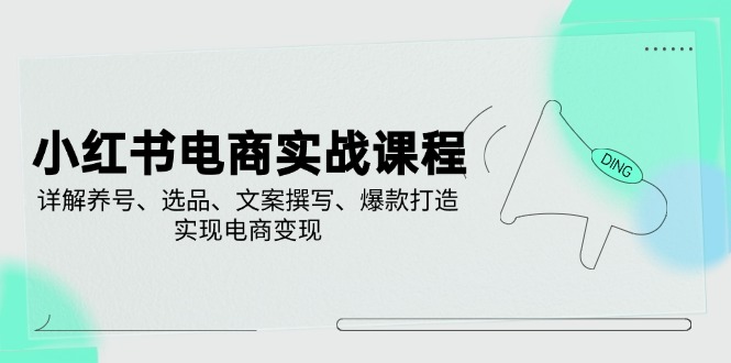 小红书电商实战课程，详解养号、选品、文案撰写、爆款打造，实现电商变现K叔网赚资源-网赚项目-副业赚钱-互联网创业-资源整合K叔网赚资源