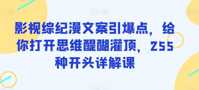 影视综纪漫文案引爆点，给你打开思维醍醐灌顶，255种开头详解课K叔网赚资源-网赚项目-副业赚钱-互联网创业-资源整合K叔网赚资源