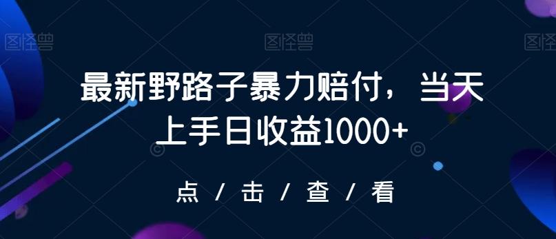 最新野路子暴力赔付，当天上手日收益1000+【仅揭秘】K叔网赚资源-网赚项目-副业赚钱-互联网创业-资源整合K叔网赚资源