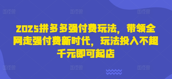 2025拼多多强付费玩法，带领全网走强付费新时代，玩法投入不超千元即可起店K叔网赚资源-网赚项目-副业赚钱-互联网创业-资源整合K叔网赚资源