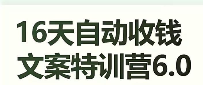 16天自动收钱文案特训营6.0，学会儿每天自动咔咔收钱K叔网赚资源-网赚项目-副业赚钱-互联网创业-资源整合K叔网赚资源