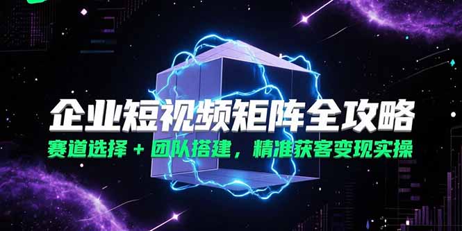企业短视频矩阵全攻略，赛道选择+团队搭建，精准获客变现实操K叔网赚资源-网赚项目-副业赚钱-互联网创业-资源整合K叔网赚资源