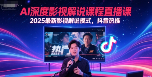 AI深度影视解说课程直播课，2025最新影视解说模式，抖音热推K叔网赚资源-网赚项目-副业赚钱-互联网创业-资源整合K叔网赚资源